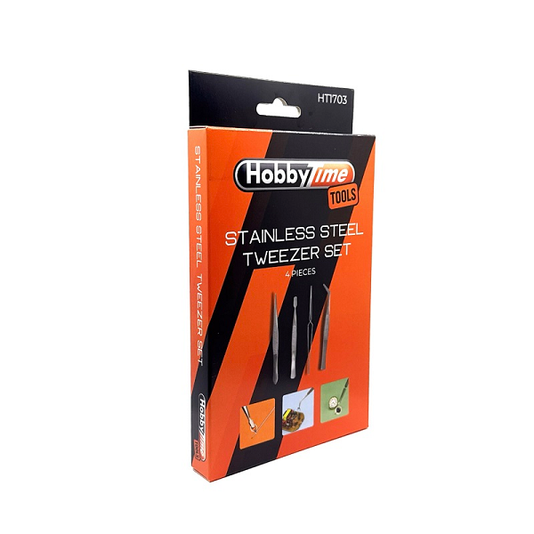 STAINLESS STEEL TWEEZER SET – 4 PIECES