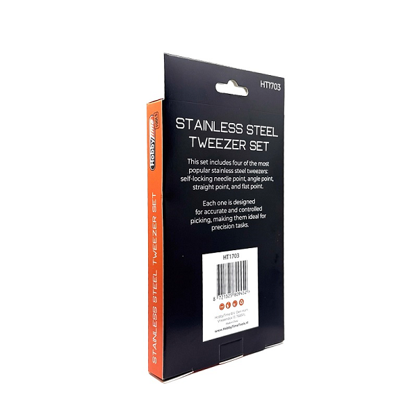 STAINLESS STEEL TWEEZER SET – 4 PIECES